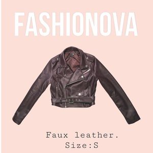 FASHIONOVA worn once faux leather jacket. Plum color.Size Small. Great condition